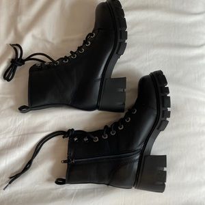 Black lug sole combat boots